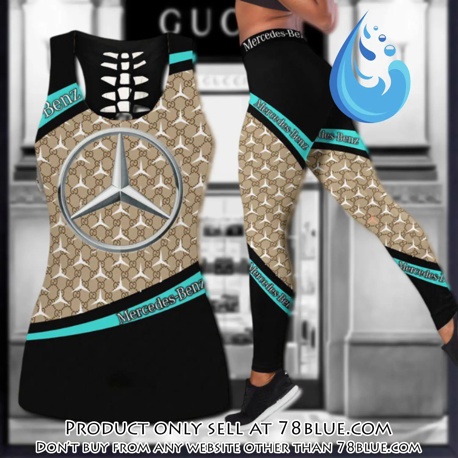 Gucci mercedes tank top leggings set luxury brand for women yoga gym 78b0945497